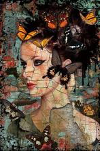 Glasschilderij vrouw met vlinders | 703, Nieuw, Verzenden
