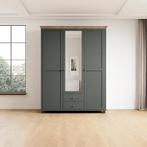 Kledingkast Elvas - Donkergroen - 3-Deurs incl. Spiegel, Huis en Inrichting, Kasten | Kledingkasten, Verzenden, Nieuw
