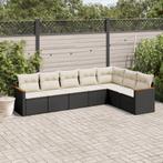 vidaXL 7-delige Loungeset met kussens poly rattan zwart, Verzenden, Nieuw, Rotan, Loungeset