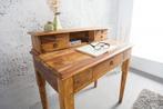 Design secretaire HEMINGWAY M 90cm Sheesham massief houten, Ophalen of Verzenden, Nieuw