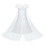Prinsessenjurk - Witte Elsa jurk met sleep - Korte mouw, Nieuw, Ophalen of Verzenden