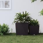 vidaXL Plantenbak met uitneembare bak rattan-look 37/64 L PP, Verzenden, Nieuw, Kunststof, Minder dan 60 cm