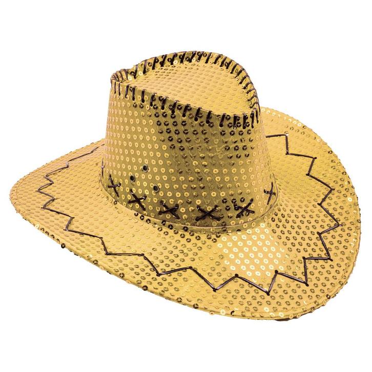 Disco Cowboy hoed goud pailletten, Kleding | Dames, Carnavalskleding en Feestkleding, Nieuw, Ophalen of Verzenden