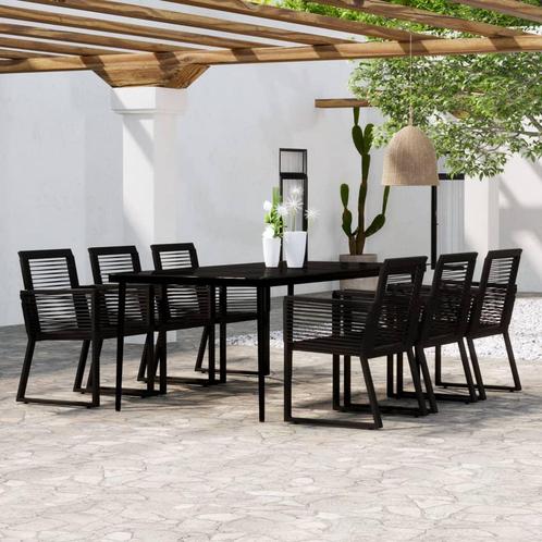 vidaXL 7-delige Tuinset zwart, Tuin en Terras, Tuinsets en Loungesets, Tuinset, Nieuw, 6 zitplaatsen, Rvs, Verzenden