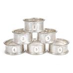 Set of 6 engine-turned guilloché napkin rings, numbered 1 to