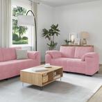 vidaXL 2-delige bankset met kussens roze fluweel, Huis en Inrichting, Verzenden, Nieuw, Vierpersoons of meer, Stof