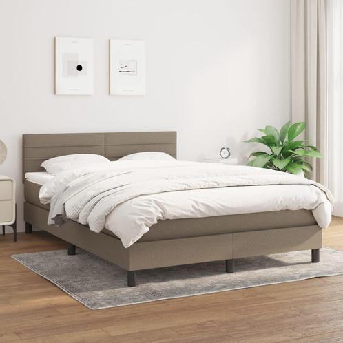 vidaXL Boxspring met matras stof taupe 140x190 cm, Huis en Inrichting, Slaapkamer | Bedden, 140 cm, 190 cm of minder, Tweepersoons