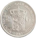 Nederlandse zilveren Rijksdaalder 1943 Denver - Wilhelmina, Zilver, Losse munt, Verzenden
