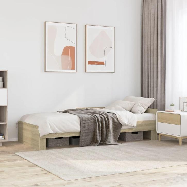 vidaXL Bedframe zonder matras hout sonoma eikenkleurig, Huis en Inrichting, Slaapkamer | Bedden, 90 cm, 200 cm, Bruin, Eenpersoons