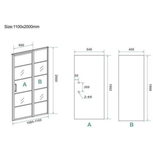 BWS Nisdeur INDUS met Vast Paneel 110x200 cm 8 mm NANO Glas, Doe-het-zelf en Verbouw, Sanitair, Ophalen of Verzenden
