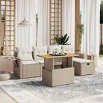 vidaXL 6-delige Loungeset met kussens poly rattan beige, Tuin en Terras, Tuinsets en Loungesets, Verzenden, Nieuw, Rotan, Loungeset