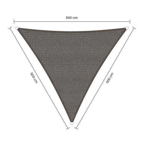 Driehoek schaduwdoek - Grijs - Waterdoorlatend - 5,0 x 5,0 x, Tuin en Terras, Schaduwdoeken, Ophalen of Verzenden