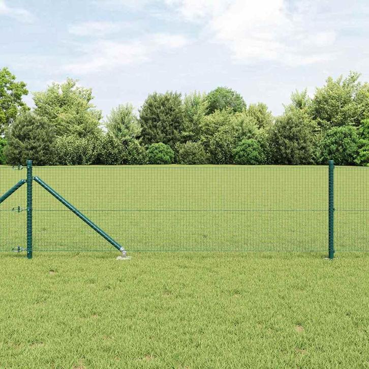 vidaXL Hecke met palen Groen 0.8 x 100 m Staal, Tuin en Terras, Schuttingen, Nieuw, IJzer, Verzenden