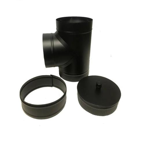 Isotube Plus T-stuk met dop 100/150 ZWART, Huis en Inrichting, Haarden, Ophalen