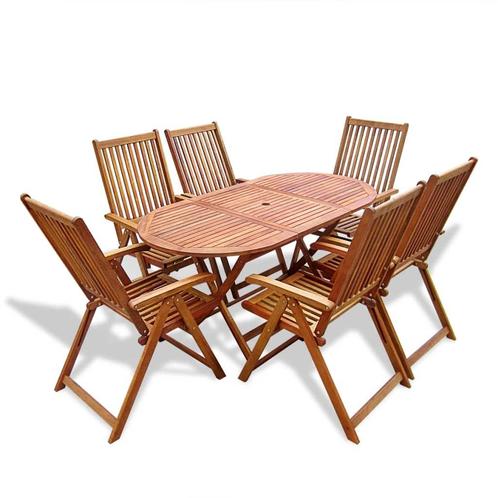 vidaXL 7-delige Tuinset massief acaciahout, Tuin en Terras, Tuinsets en Loungesets, Tuinset, Nieuw, 6 zitplaatsen, Hout, Verzenden