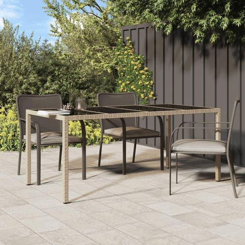 vidaXL Tuintafel 190x90x75 cm gehard glas en poly rattan, Tuin en Terras, Tuintafels, Nieuw, Verzenden