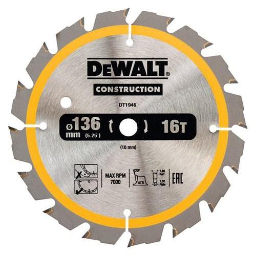 DeWALT Cirkelzaagblad DT1946 Construction multi 136x10mm 16t, Doe-het-zelf en Verbouw, Gereedschap | Overige machines, Ophalen of Verzenden