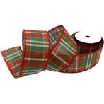 Kerstlint tartan 63mm burlap wired edge ribbon red/green x, Ophalen of Verzenden, Nieuw