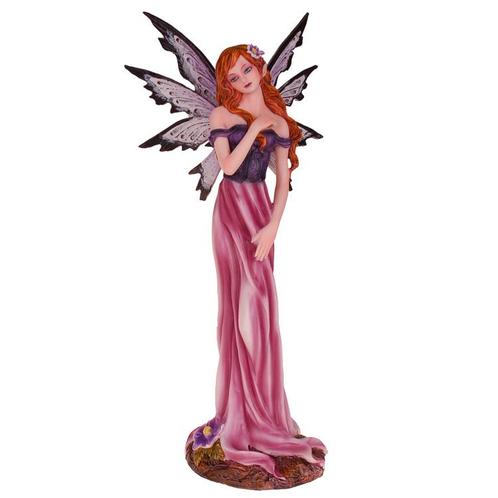 Beeldje Fantasy Elf/Fee - Paars/Roze met Hand over Borst & B, Verzamelen, Beelden en Beeldjes, Nieuw, Ophalen of Verzenden