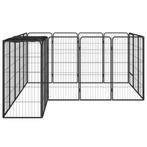 Hondenkennel 18 panelen 50 x 100 cm gepoedercoat staal zwart, Dieren en Toebehoren, Hondenhokken, Nieuw, Verzenden