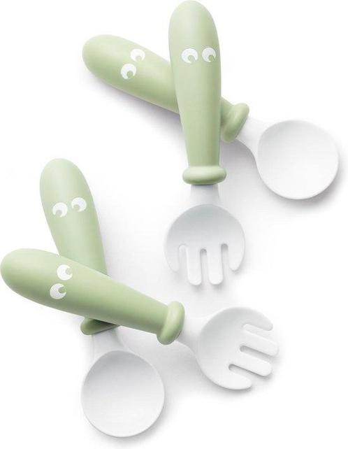 BABYBJÖRN Babylepel en Vork, 4-delig Pastelgroen, Huis en Inrichting, Keuken | Servies, Verzenden