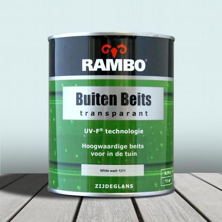 RAMBO Buitenbeits Transparant - White wash 1211 - 2,5 liter, Doe-het-zelf en Verbouw, Verf, Beits en Lak, Beits, Wit, Nieuw, Minder dan 5 liter