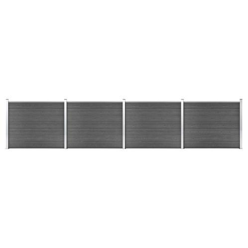 vidaXL Schuttingpanelenset 699x146 cm HKC zwart, Tuin en Terras, Schuttingen, Nieuw, Kunststof, 1 tot 2 meter, Verzenden