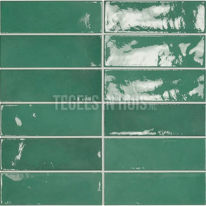 Handvorm wandtegel 6,5x20 groen soft glans wandtegel, Doe-het-zelf en Verbouw, Tegels, Wandtegels, Nieuw, 10 m² of meer, Keramiek