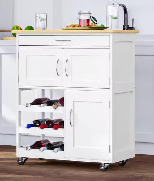 Keukenwagen met Lade, Kasten & Wijnrek – Op Wielen 87 cm, Huis en Inrichting, Keuken | Keukenelementen, Nieuw, Verzenden