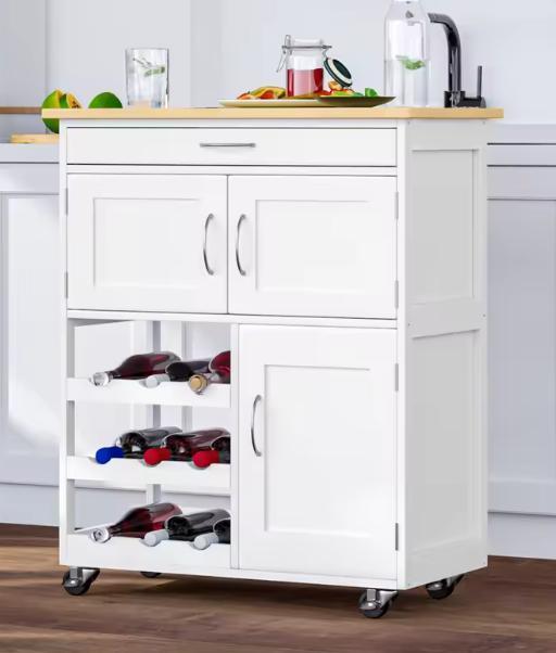 Keukenwagen met Lade, Kasten & Wijnrek – Op Wielen 87 cm, Huis en Inrichting, Keuken | Keukenelementen, Nieuw, Verzenden