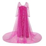 Prinsessenjurk - Roze Elsa jurk met sleep