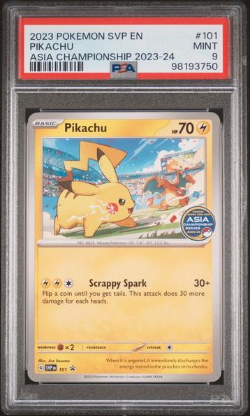 PSA 9 | Pikachu Asia Championship Series 23-24 | SV Black beschikbaar voor biedingen