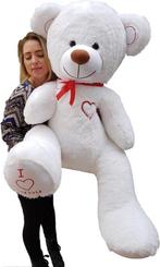 Grote witte knuffelbeer teddybeer met i love you tekst 19..., Kinderen en Baby's, Speelgoed | Knuffels en Pluche, Ophalen of Verzenden