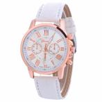 Fako® - Horloge - Geneva - Roman - Metal - Wit, Verzenden, Nieuw