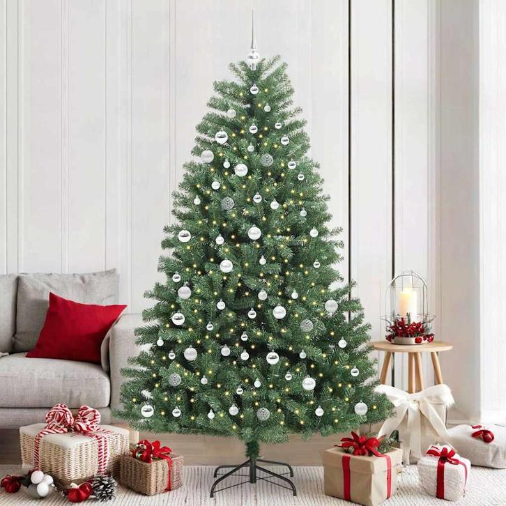 vidaXL Kunstmatige Inklapbare Kerstboom Groen 210 cm PVC en, Diversen, Kerst, Nieuw, Verzenden