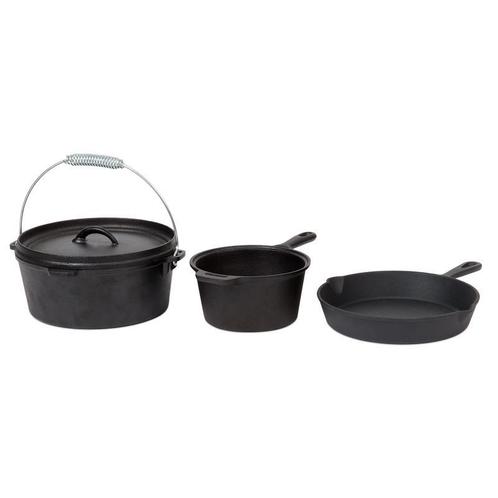 Gietijzeren pannenset - 3-delig, Huis en Inrichting, Keuken | Potten en Pannen, Nieuw, Verzenden