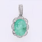 Zonder minimumprijs - Hanger Platina - 2.51ct. tw. Smaragd -