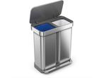 Simplehuman Rectangular - Prullenbak - 58 Liter Inhoud - Met, Verzenden, Zo goed als nieuw