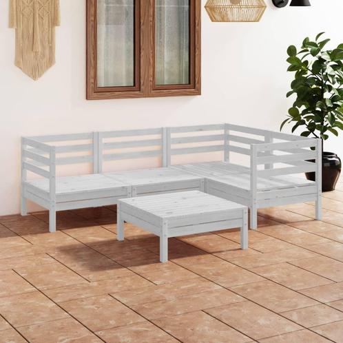 vidaXL 5-delige Loungeset massief grenenhout wit, Tuin en Terras, Tuinsets en Loungesets, Loungeset, Nieuw, Verzenden