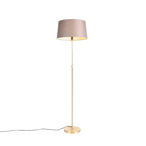 Vloerlamp goud/messing met linnen kap taupe 45 cm - Parte, Huis en Inrichting, Lampen | Vloerlampen, Nieuw, Overige materialen