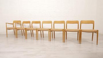 7 x eetkamerstoelen | Niels Otto Møller | Model 75 &amp; 56 beschikbaar voor biedingen