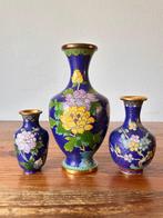 Vaas - Cloisonne - China - Cloisonne 3 vazen / bloem (Zonder
