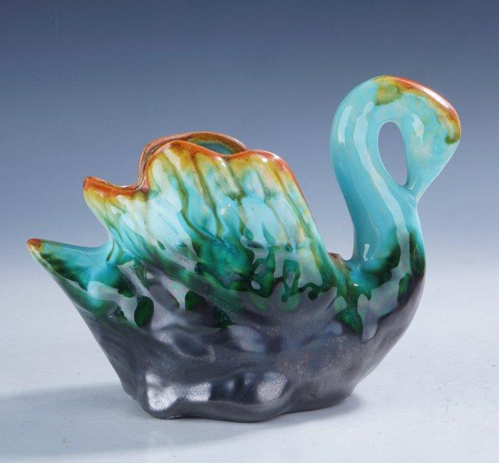 Faienceries de Thulin - Schaal - Art Deco zwaan met, Antiek en Kunst, Kunst | Designobjecten