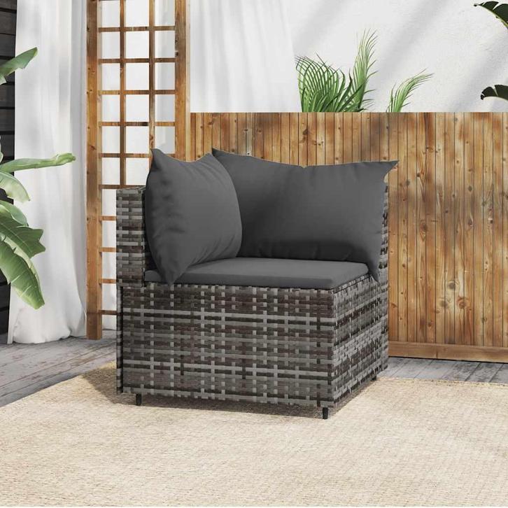 Tuinhoekbank Poly Rattan Grijs | Retourdeal 40% Korting, Tuin en Terras, Picknicktafels, Nieuw, Staal, Ophalen of Verzenden