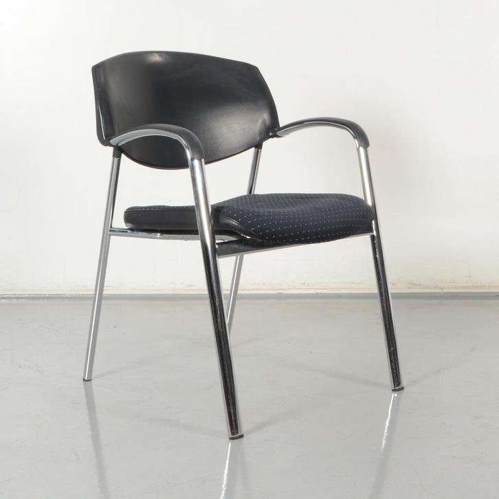 Drabert vergaderstoel, donkerblauw geblokt, 4-poot onderstel, Huis en Inrichting, Bureaustoelen, Ophalen of Verzenden