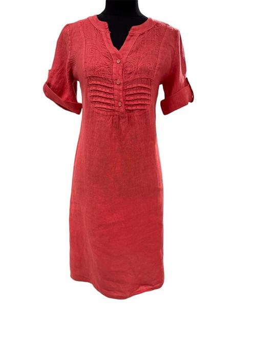 Mooi 100% linnen jurk met korte mouwen - broderie - knoppen, Kleding | Dames, Jurken