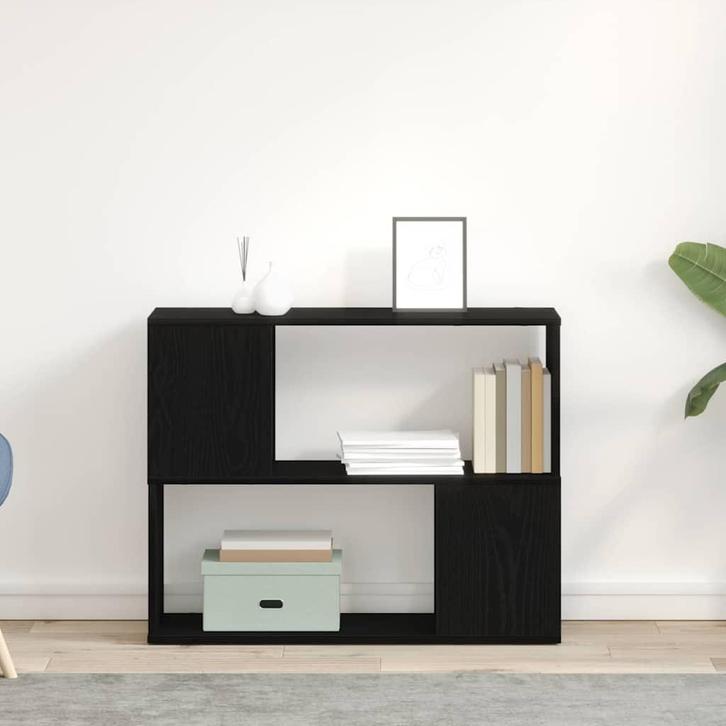 vidaXL Tv-meubelset Zwart Eiken 80 x 24 x 63 cm Bewerkt hout, Huis en Inrichting, Kasten | Televisiemeubels, Nieuw, Minder dan 50 cm