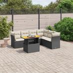 vidaXL 7-delige Loungeset met kussens poly rattan zwart, Tuin en Terras, Tuinsets en Loungesets, Verzenden, Nieuw, Rotan, Loungeset