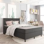 vidaXL Boxspring stof donkergrijs 180x200 cm, Huis en Inrichting, Slaapkamer | Bedden, Eenpersoons, Verzenden, Nieuw, 80 cm