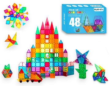 PLAY IT Magnetic Tiles 48 stuks - Magnetisch Speelgoed beschikbaar voor biedingen